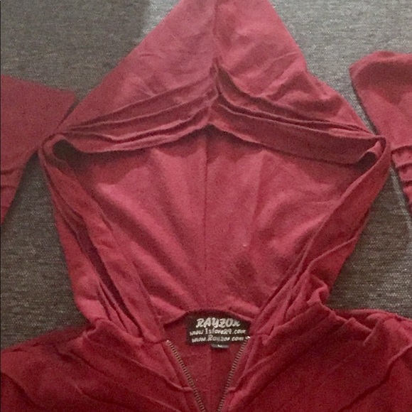 NWOT Lightweight UNISEX Zip Up Hoodie maroon - Picture 3 of 7